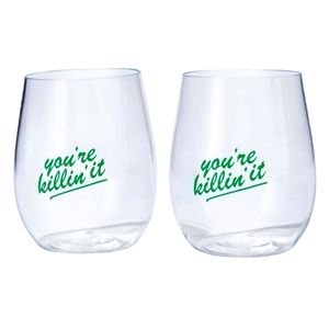 Plastic wine glass set of 4 ( You're killin' it )